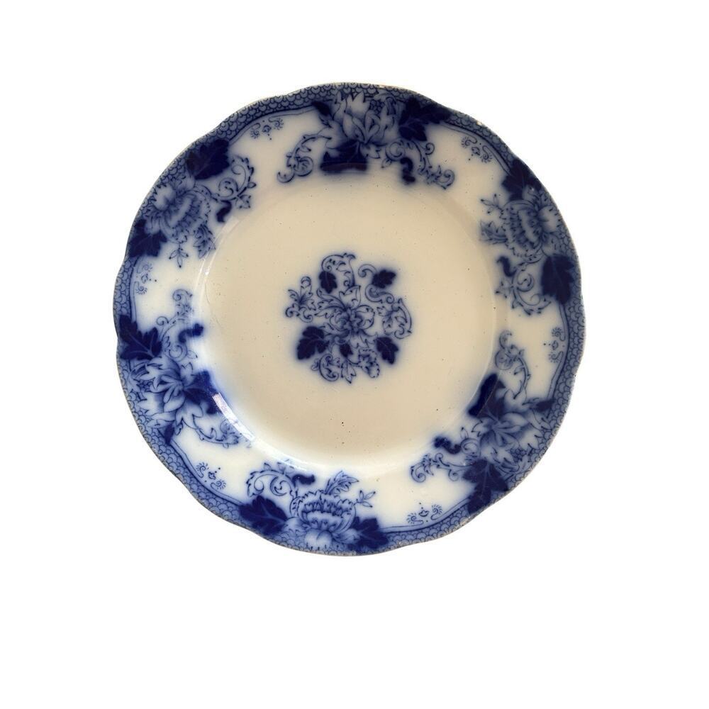 Vintage Flow Blue John Maddock & Sons- England Royal Fine Roseville Plate 9 7/8”